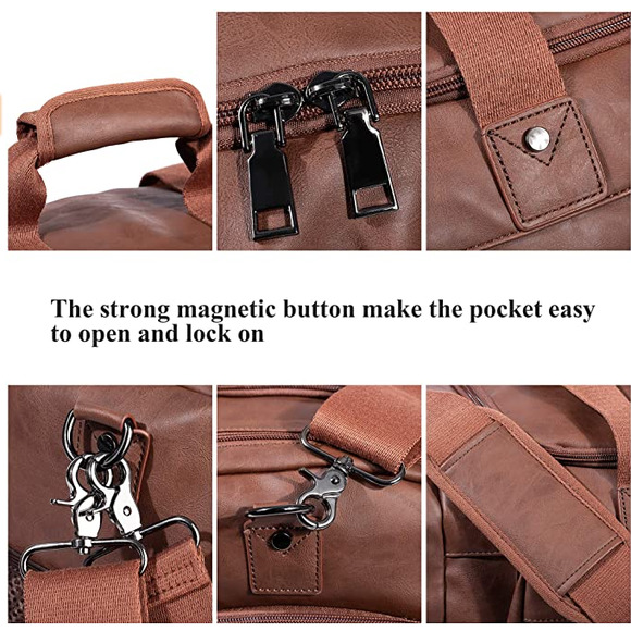 NEW! Leather Ashpel Weekender Travel Tote - Picture 5 of 7